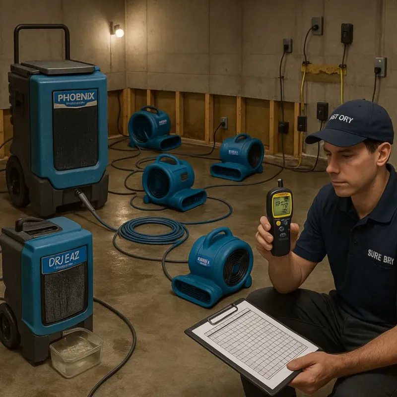 Structural Drying and Dehumidification process in Elgin, MN